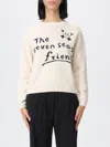 Weekend Max Mara Max Mara Weekend Ivory Cotton Blend Sweater With Collection Motif Inlaid On The Fro In Neutral