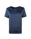 Weekend Max Mara Amburgo T-shirt In Satin And Jersey In Blue