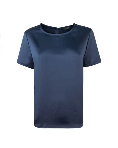 WEEKEND MAX MARA BLUE JERSEY SATIN T-SHIRT