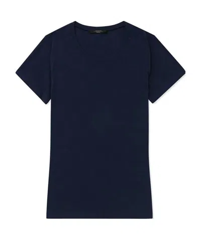 Weekend Max Mara T-shirt With Round Neck And Short Sleeves In Blue
