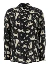 Weekend Max Mara Printed Silk Tabella Shirt In Black