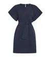 Weekend Max Mara Taffeta Belted Mini Dress In Blue