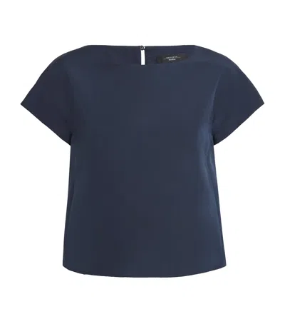 Weekend Max Mara Taffeta Boxy Top In Blue