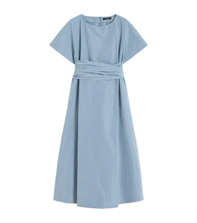 Weekend Max Mara Taffeta Gathered Midi Dress In Blue