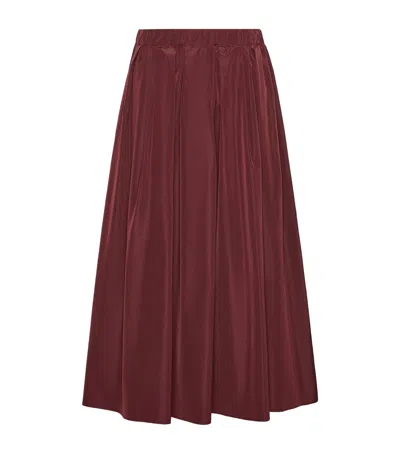 Weekend Max Mara Taffeta Pleated Midi Skirt In Burgundy