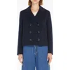 Weekend Max Mara Taglio Double Breasted Wool Blend Blazer In Navy