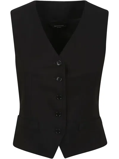 Weekend Max Mara Tailored Button-front Waistcoat In Black