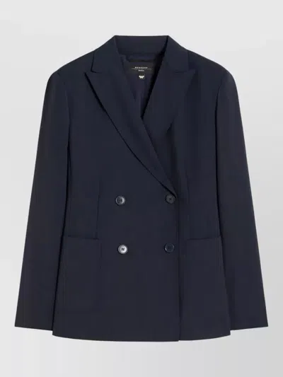 Weekend Max Mara Tailored Double Breasted Jacket Buttoned Cuffs In Blue