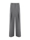 Weekend Max Mara Wide Leg Tailored Trousers With Belt Loops In Gray