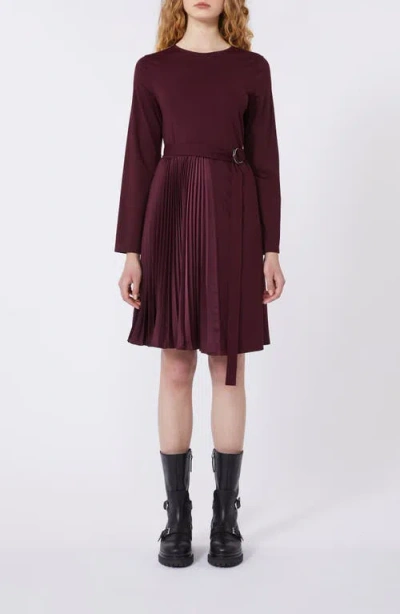 Weekend Max Mara Talamo Long Sleeve Pleat Dress In Burgundy