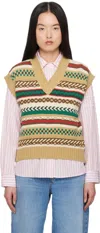 Weekend Max Mara Omens Biscuit Vicino Stripe Cotton-blend Knitted Vest In 001 Biscuit