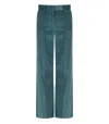 Weekend Max Mara Omens Oil Tania Wide-leg Cotton-corduroy Trousers In Green