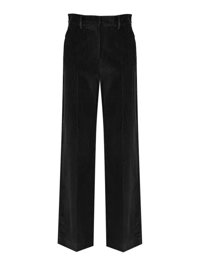 Weekend Max Mara Tania Wide-leg Corduroy Trousers In Black