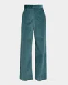 Weekend Max Mara Tania Wide-leg Corduroy Trousers In Green
