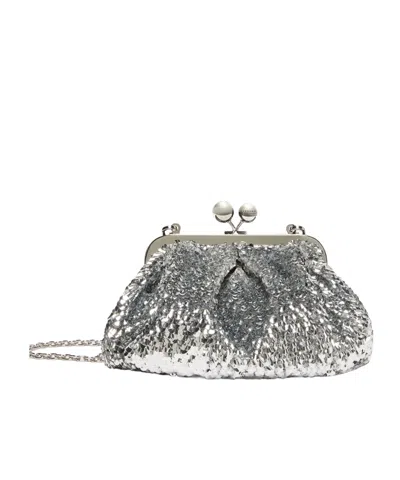 Weekend Max Mara Targa Embellished Clutch Bag In Silver
