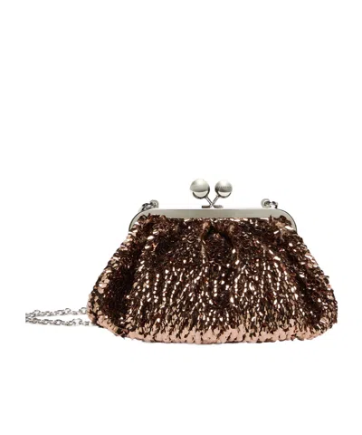 Weekend Max Mara Targa Sequin-embellished Shoulder Bag In Brown