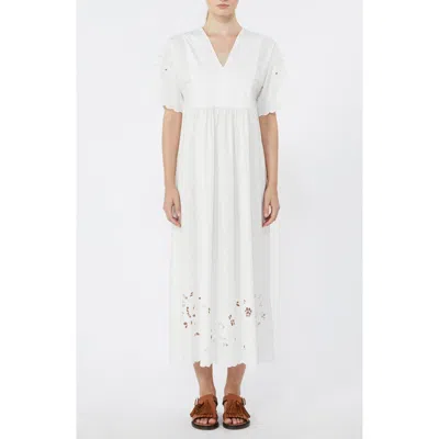Weekend Max Mara Tartufo Scalloped Eyelet Cotton Poplin Dress In White
