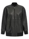 Weekend Max Mara Long Nappa Leather Bomber Jacket In Black