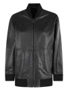 Weekend Max Mara Tattico Leather Bomber Jacket In Black