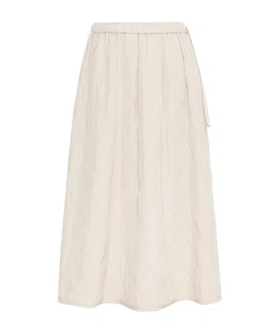 Weekend Max Mara Technical Plain-weave Fabric Flared Skirt In White