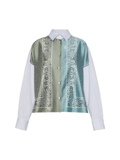 Weekend Max Mara Technical Twill And Cotton Poplin Shirt In Gray