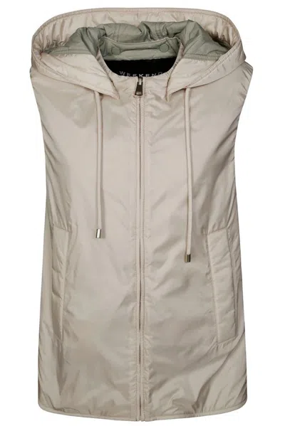 Weekend Max Mara Tecla Zip-up Drawstring Gilet In White