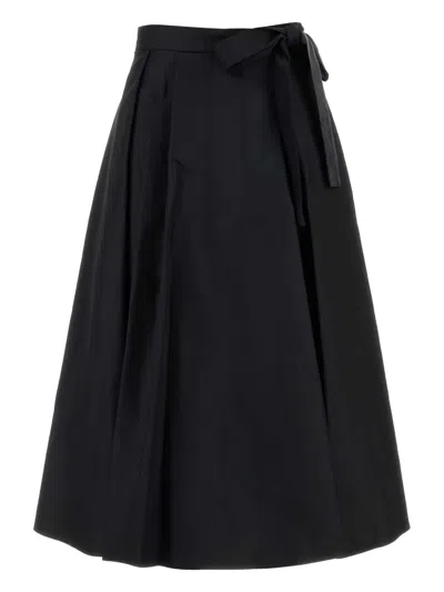 Weekend Max Mara A-line Pleated Skirt Waist Tie In Black