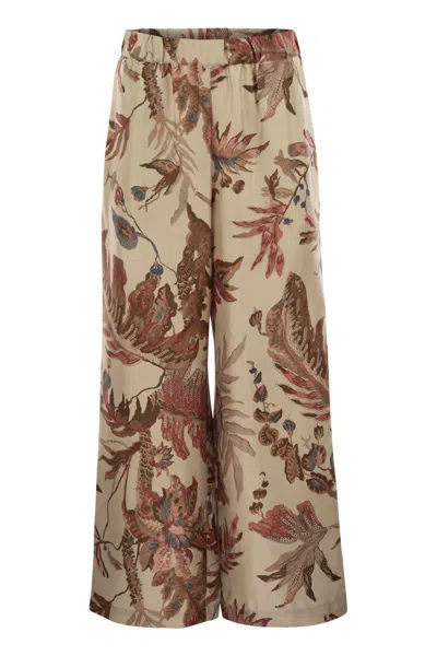 WEEKEND MAX MARA WEEKEND MAX MARA TEMIDE - PRINTED SILK TWILL TROUSERS