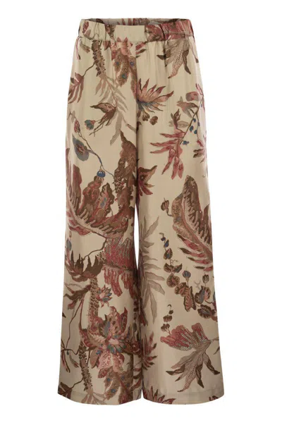 WEEKEND MAX MARA WEEKEND MAX MARA TEMIDE - PRINTED SILK TWILL TROUSERS