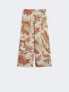 Weekend Max Mara Omens Beige Temide Floral-print Wide-leg Silk Trousers In Multi