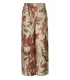 Weekend Max Mara Omens Beige Temide Floral-print Wide-leg Silk Trousers In Multi
