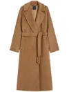 Weekend Max Mara Tempera Belted Long-sleeved Coat In Brown