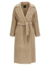 Weekend Max Mara Long Coat With Belted Waist And Pockets In Neutral