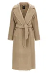 Weekend Max Mara Long Coat With Belted Waist And Pockets In Neutral