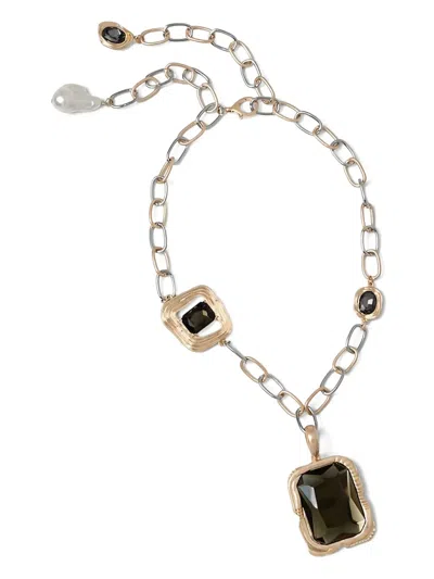 Weekend Max Mara Tempo Stone-pendant Necklace In Gold