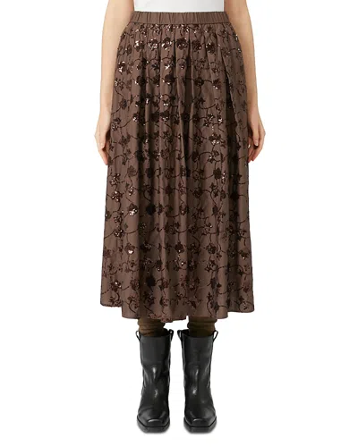 Weekend Max Mara Tempra Embellished Midi Skirt In Brown