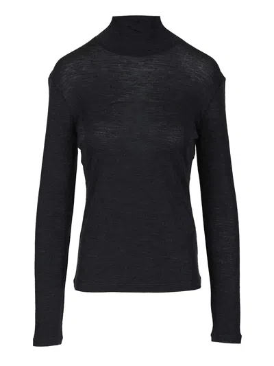 Weekend Max Mara Teseo Lupetto Lana Seta Knitwear Blue In Black