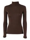 Weekend Max Mara Multif Stretch Jersey Turtleneck Top In Brown