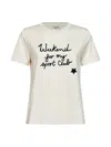 Weekend Max Mara Text-print Jersey Cotton T-shirt In Neutral
