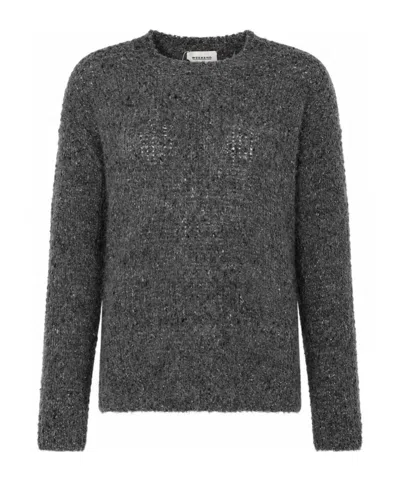 Weekend Max Mara Textured Crew Neck Knitted Sweater In Gray