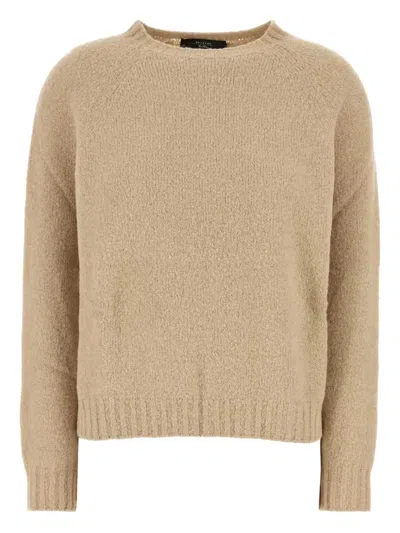 Weekend Max Mara Textured-knit Sweater In Brown