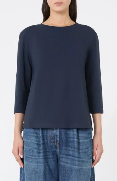 Weekend Max Mara Three-quarter Sleeve Jersey T-shirt In Blue