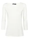 Weekend Max Mara Omens Multia Quarter-sleeve Cotton-jersey T-shirt White In White