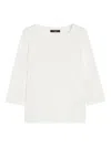 Weekend Max Mara Omens Multia Quarter-sleeve Cotton-jersey T-shirt White In White
