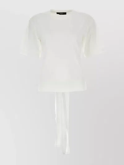Weekend Max Mara Tie-front Detail Vello Cotton T-shirt In White