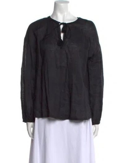 Pre-owned Weekend Max Mara Tie Neck Long Sleeve Blouse In Black