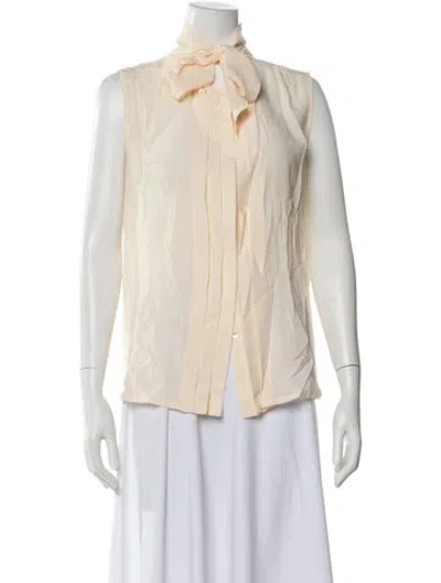 Pre-owned Weekend Max Mara Tie Neck Sleeveless Blouse In Neutral