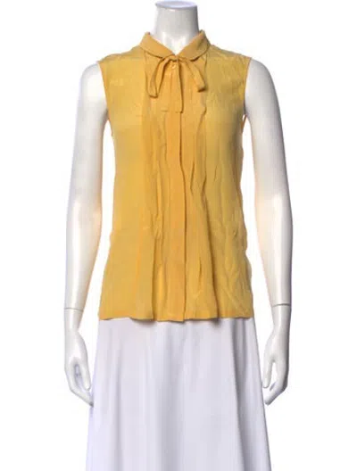 Pre-owned Weekend Max Mara Tie Neck Sleeveless Blouse In Yellow