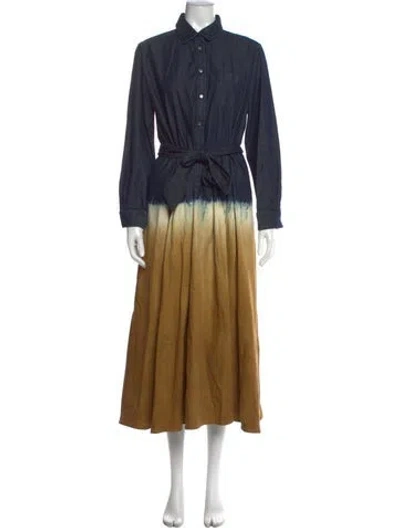 Pre-owned Weekend Max Mara Tie-dye Print Long Dress In Blue