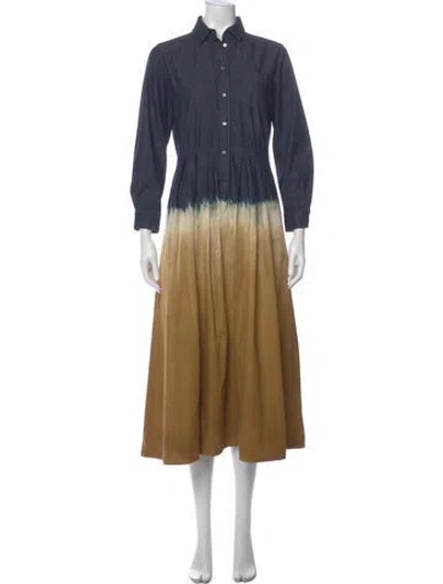Pre-owned Weekend Max Mara Tie-dye Print Long Dress In Blue